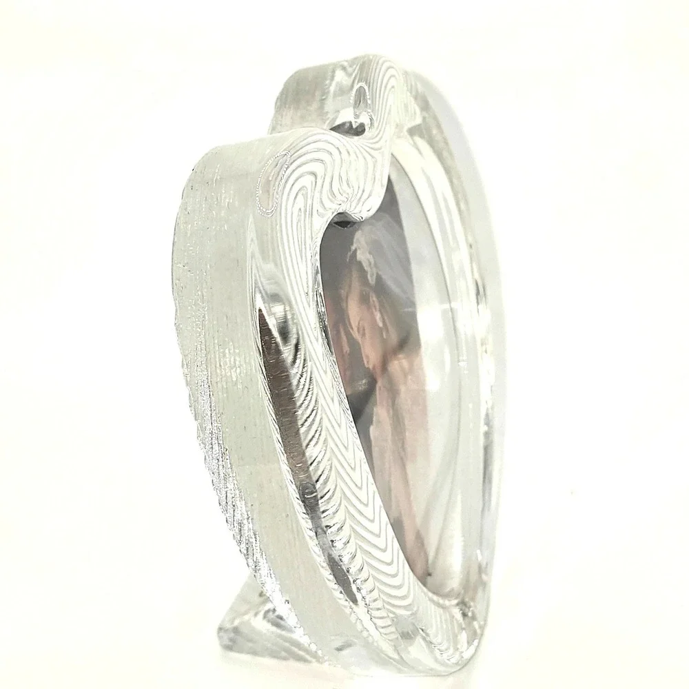 VTG Mikasa Japan Small Lead Crystal Heart Shaped Picture Frame Clear Ribbed Glas